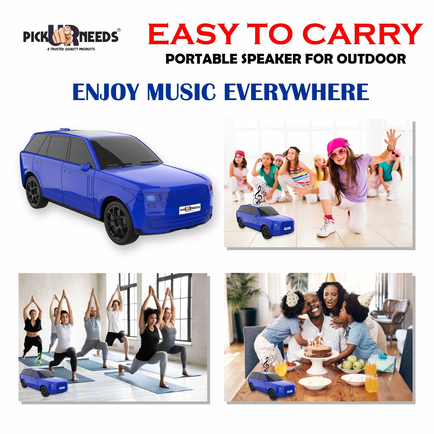 Pick Ur Needs Car Design Wireless Speaker USB / TF Card / FM Support RGB Light 1200mAh Battery 10 W Bluetooth Speaker